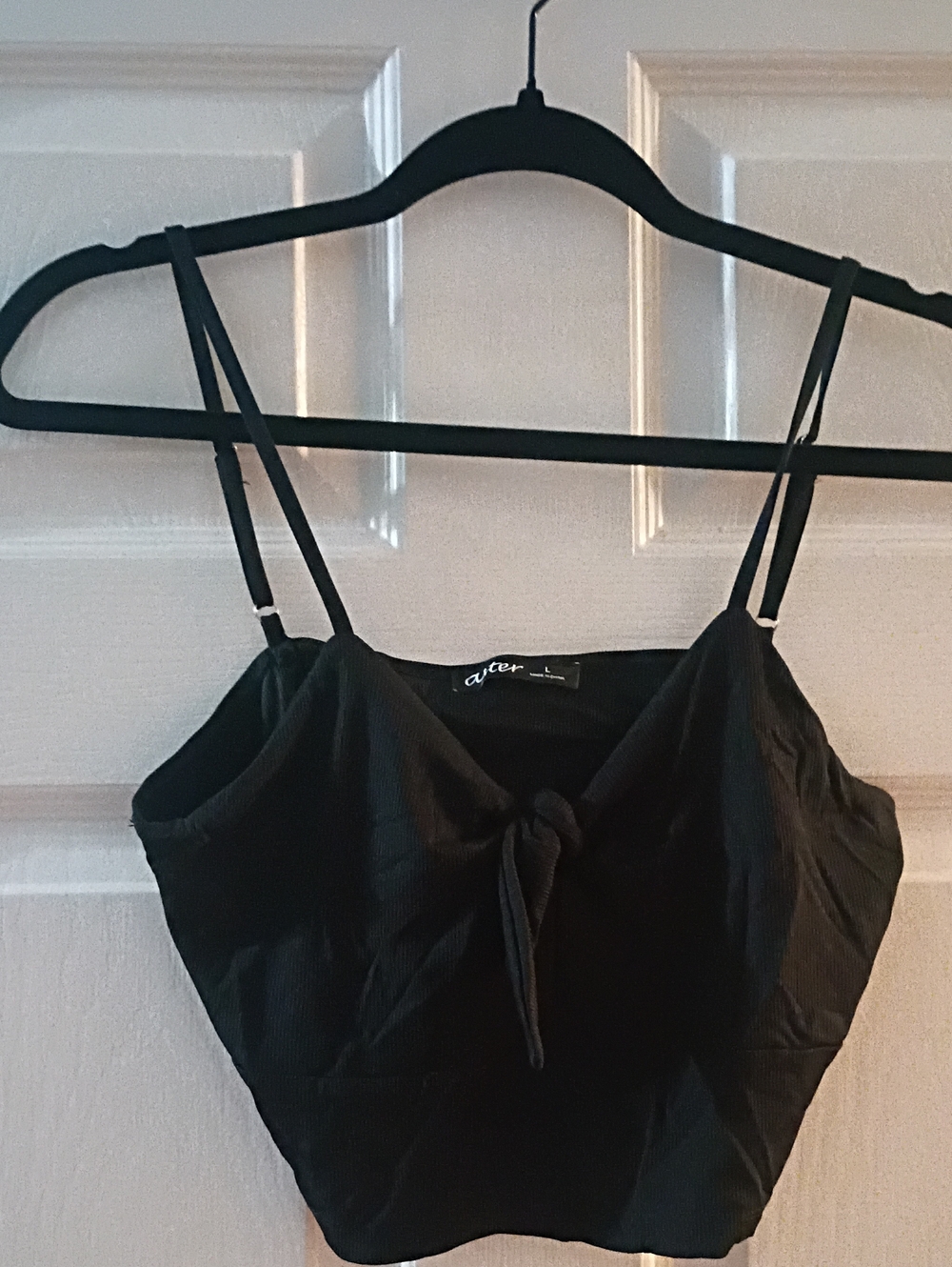 Aster Black Tie-Front Crop Top